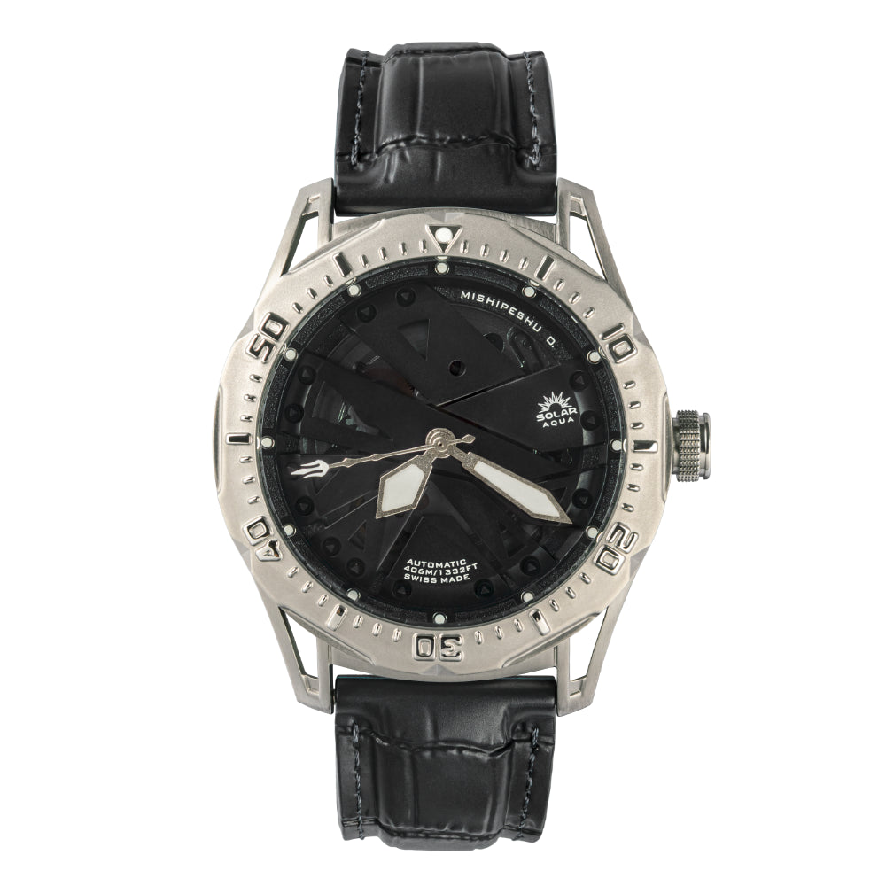 Mishipeshu O. Black Croco-Pattern Silicone Strap