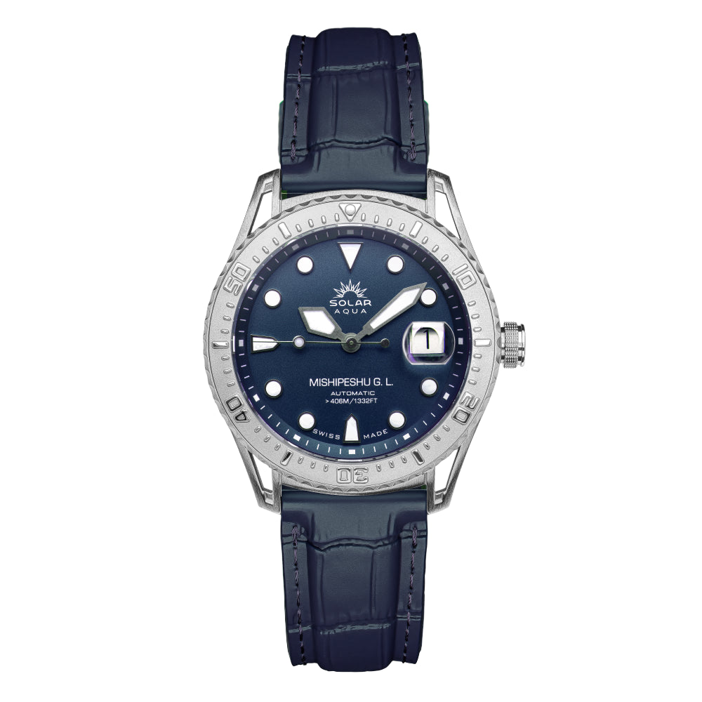 Mishipeshu G.L. Blue Croco-Pattern Silicone Strap