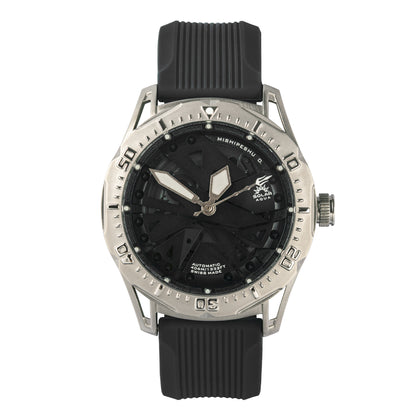 Mishipeshu O. Black Modern-Pattern Silicone Strap