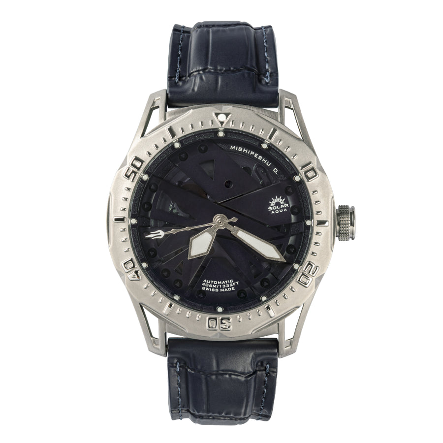 Mishipeshu O. Blue Croco-Pattern Silicone Strap