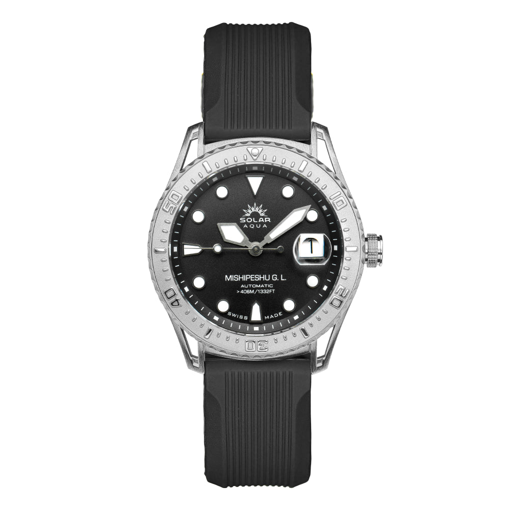 Mishipeshu G.L. Black Modern-Pattern Silicone Strap