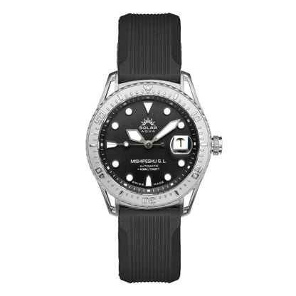 Mishipeshu G.L. Black Modern-Pattern Silicone Strap