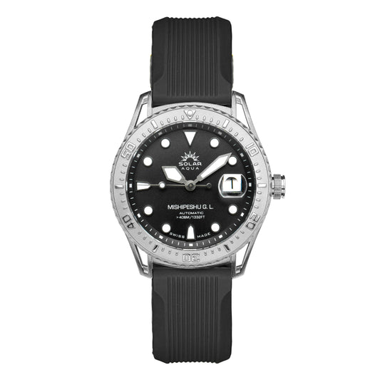 Mishipeshu G.L. Black Modern-Pattern Silicone Strap