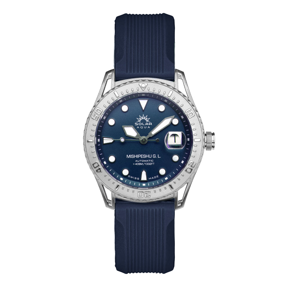 Mishipeshu G.L. Blue Modern-Pattern Silicone Strap