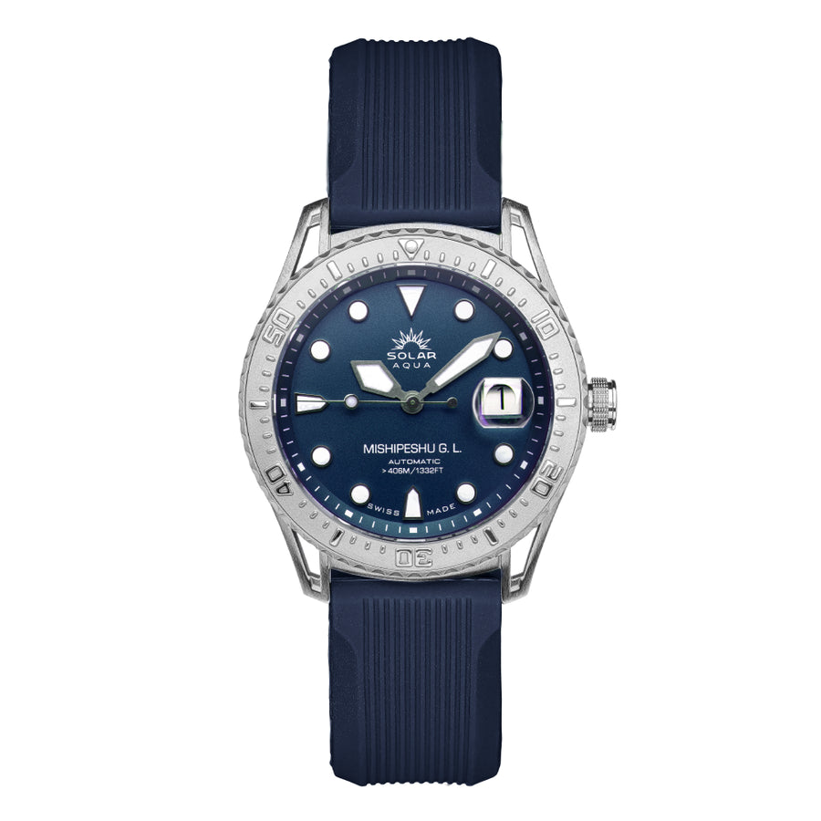 Mishipeshu G.L. Blue Modern-Pattern Silicone Strap