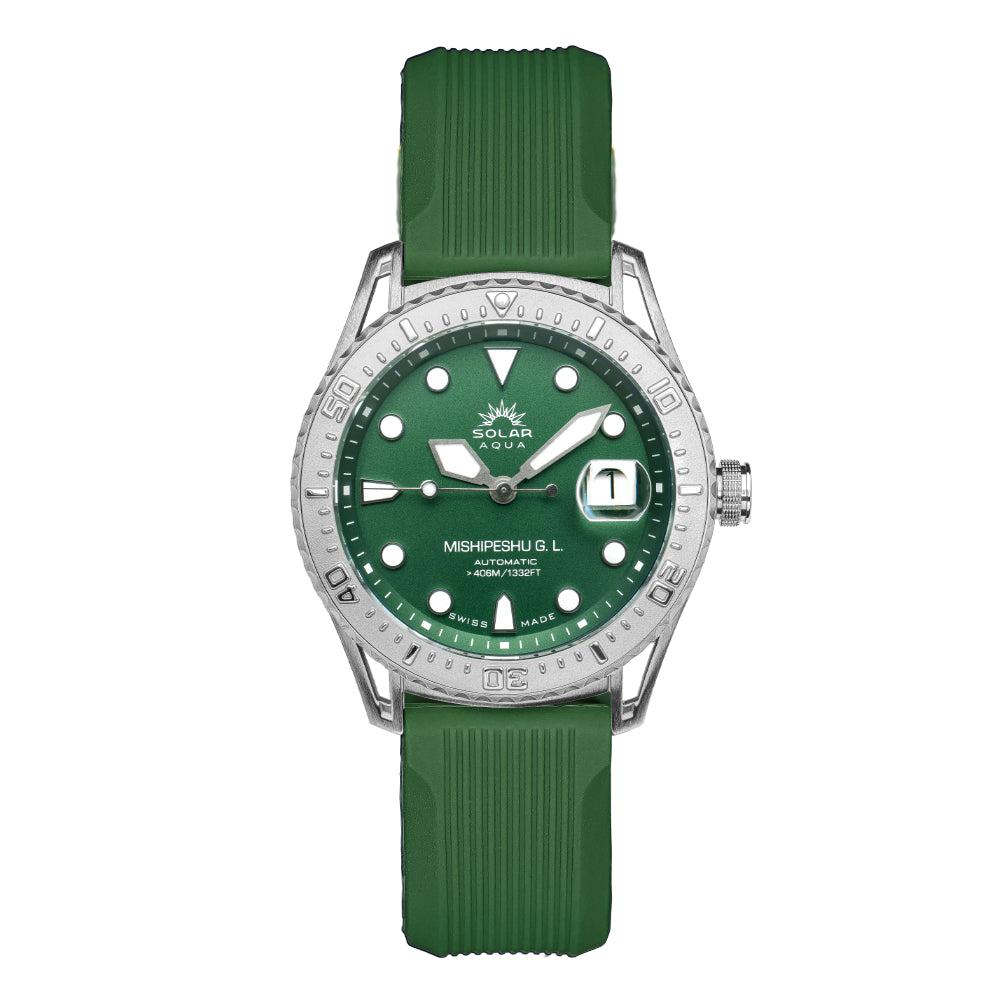 Mishipeshu G.L. Green Modern-Pattern Silicone Strap