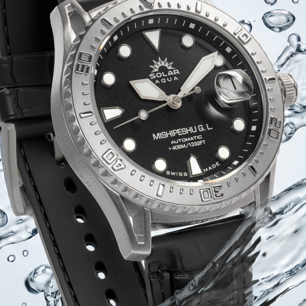 Mishipeshu G.L. Black Croco-Pattern Silicone Strap
