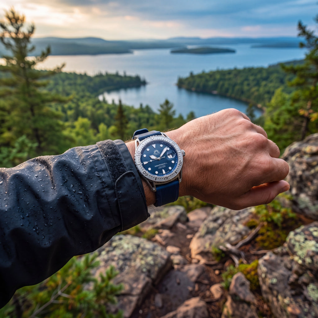 Mishipeshu G.L. Blue Modern-Pattern Silicone Strap