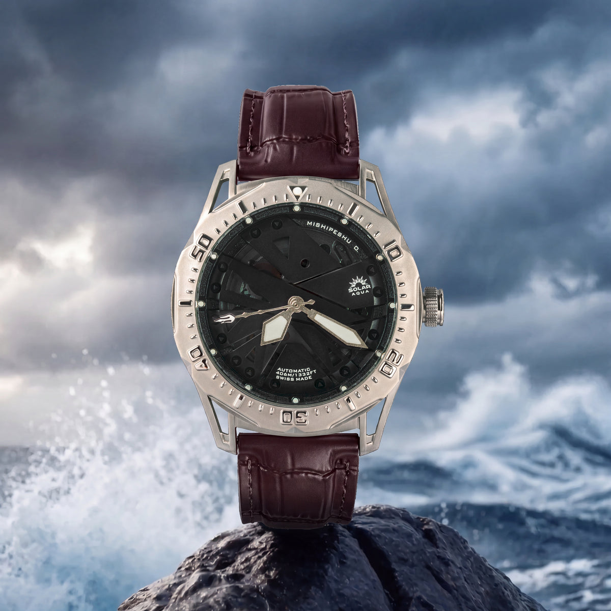 Mishipeshu O. Brown Croco-Pattern Silicone Strap