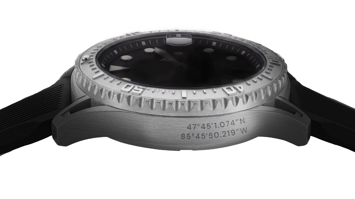 Mishipeshu G.L. Black Modern-Pattern Silicone Strap