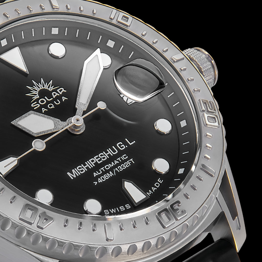 Mishipeshu G.L. Black Modern-Pattern Silicone Strap