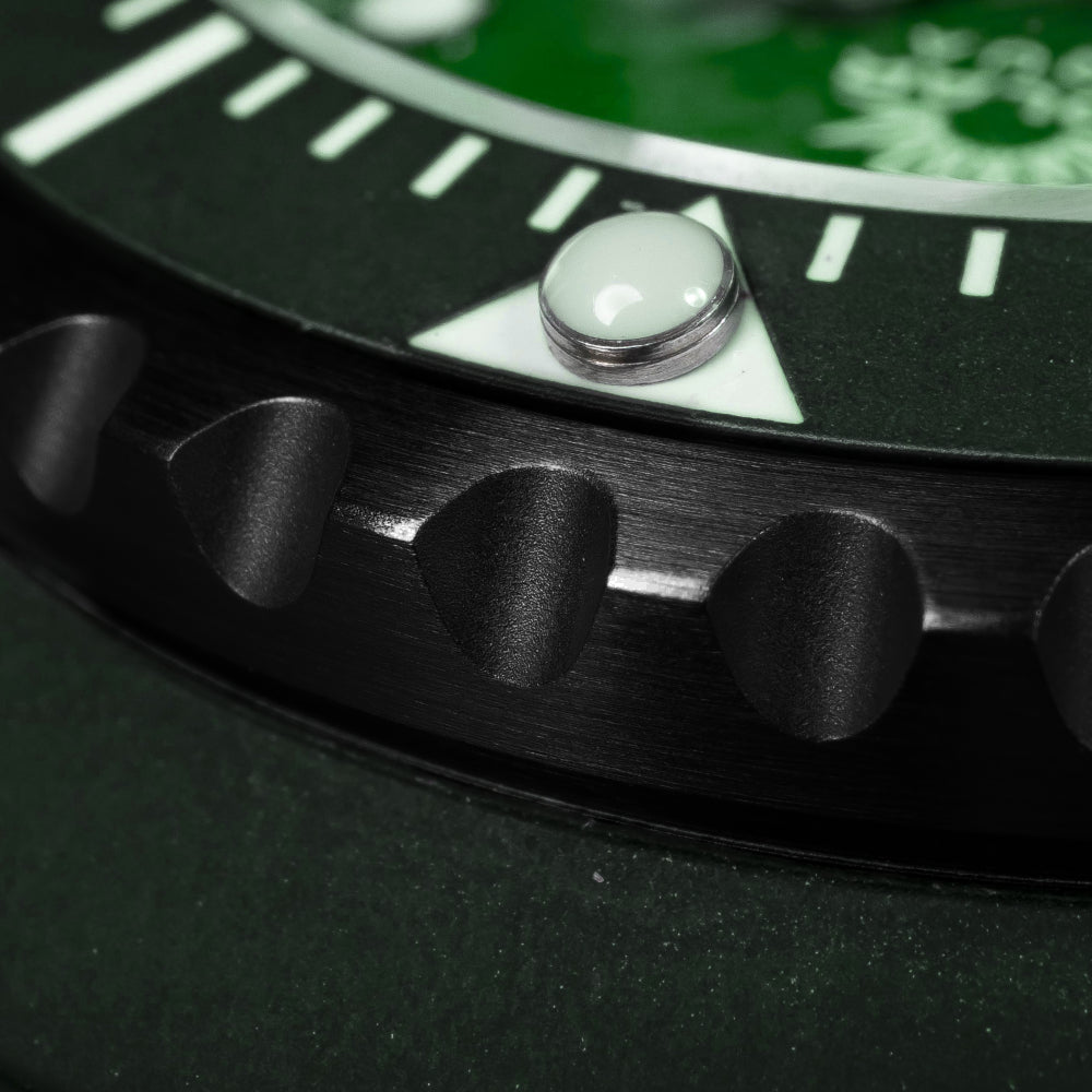 Deep Bay Green PVD Black - Silicone Strap