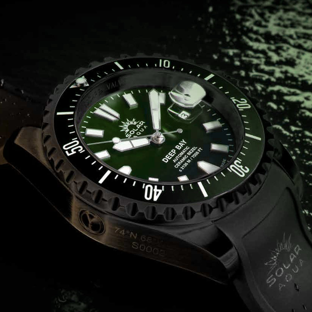 Deep Bay Green PVD Black - Silicone Strap