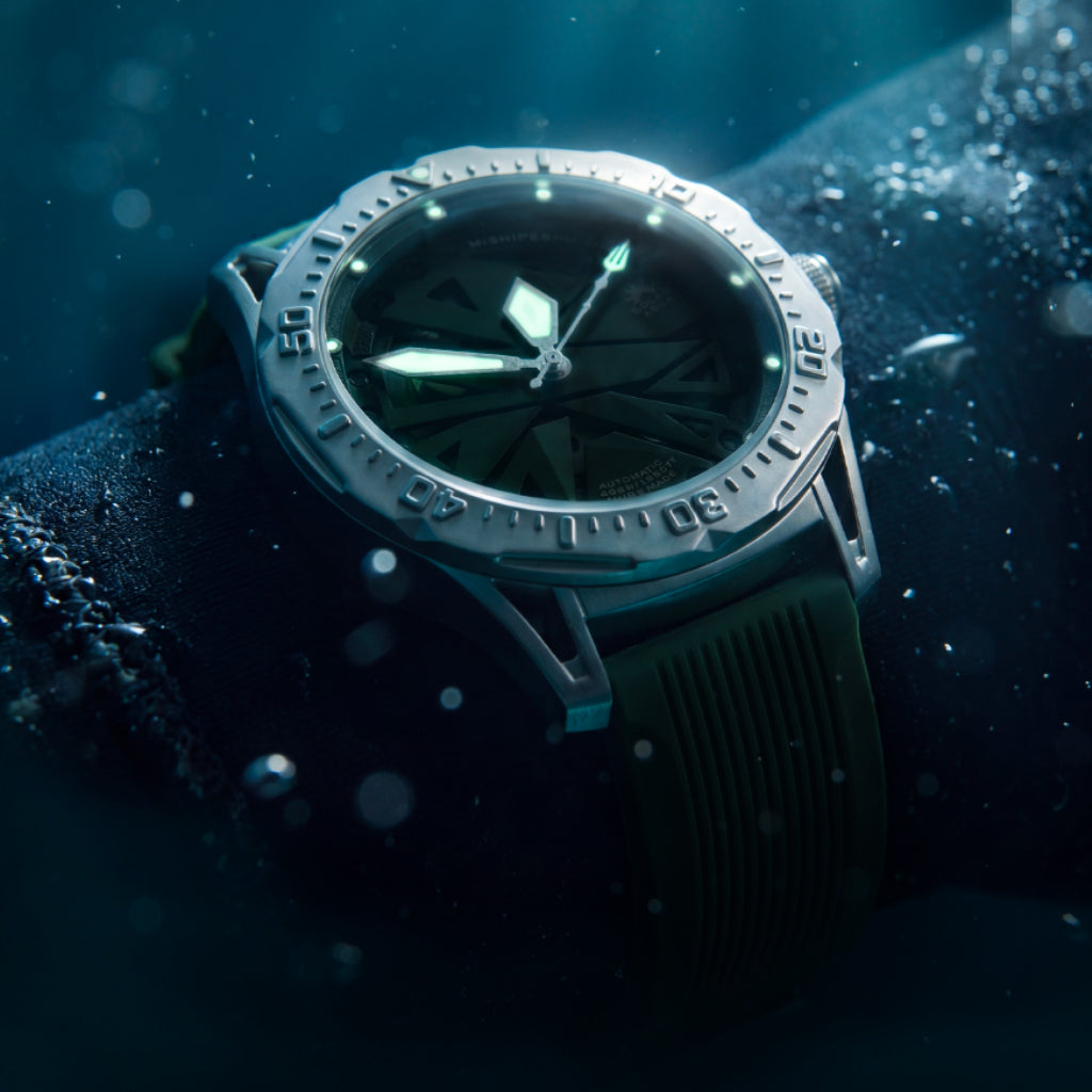 Mishipeshu O. Green Modern-Pattern Silicone Strap