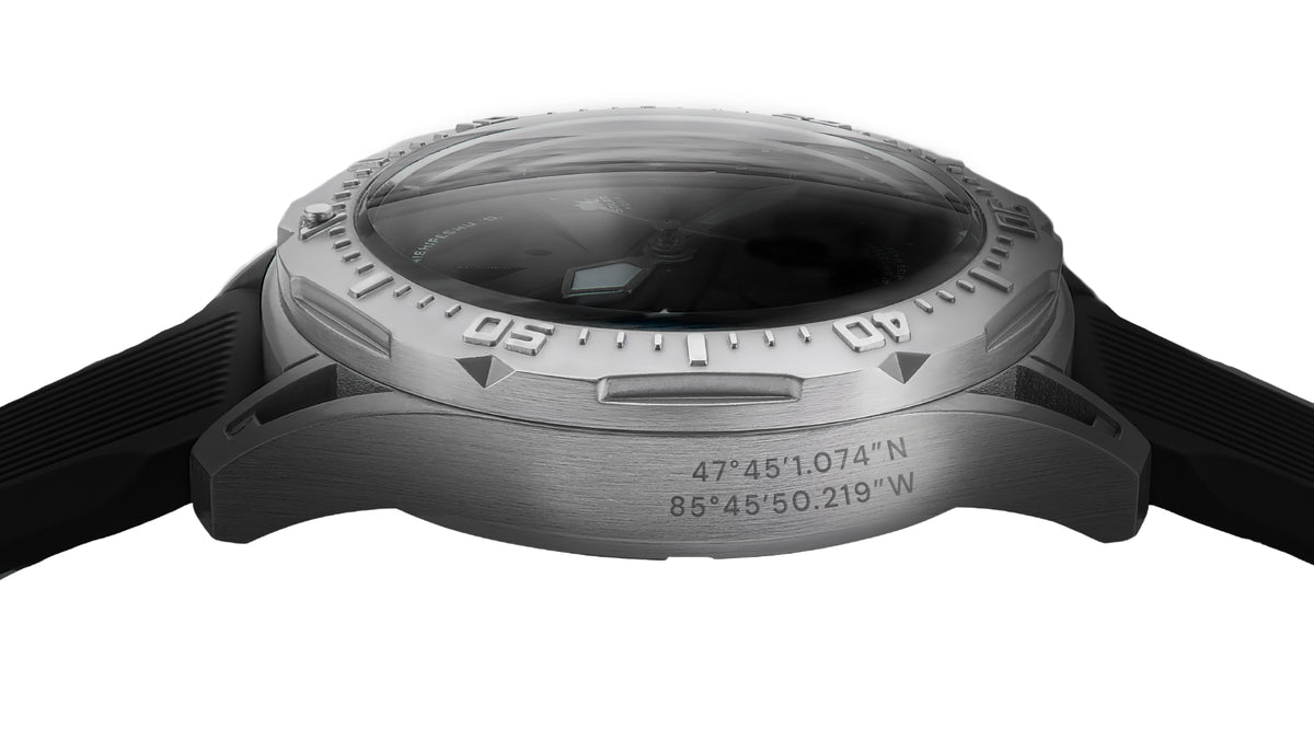 Mishipeshu O. Black Modern-Pattern Silicone Strap