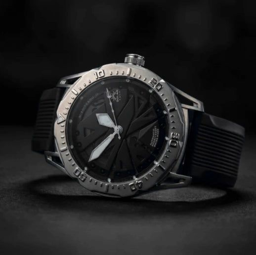 Mishipeshu O. Black Modern-Pattern Silicone Strap