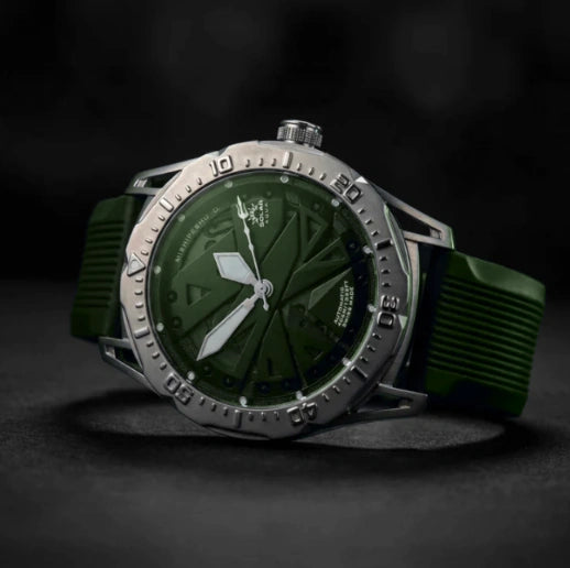 Mishipeshu O. Green Modern-Pattern Silicone Strap