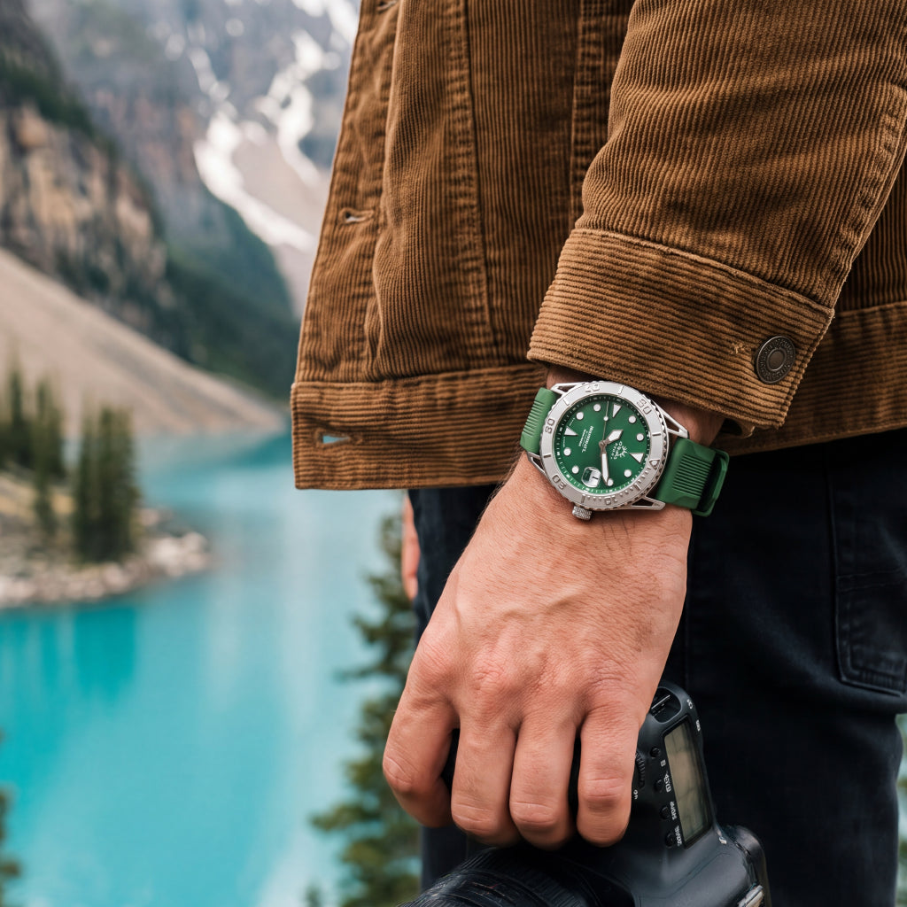 Mishipeshu G.L. Green Modern-Pattern Silicone Strap