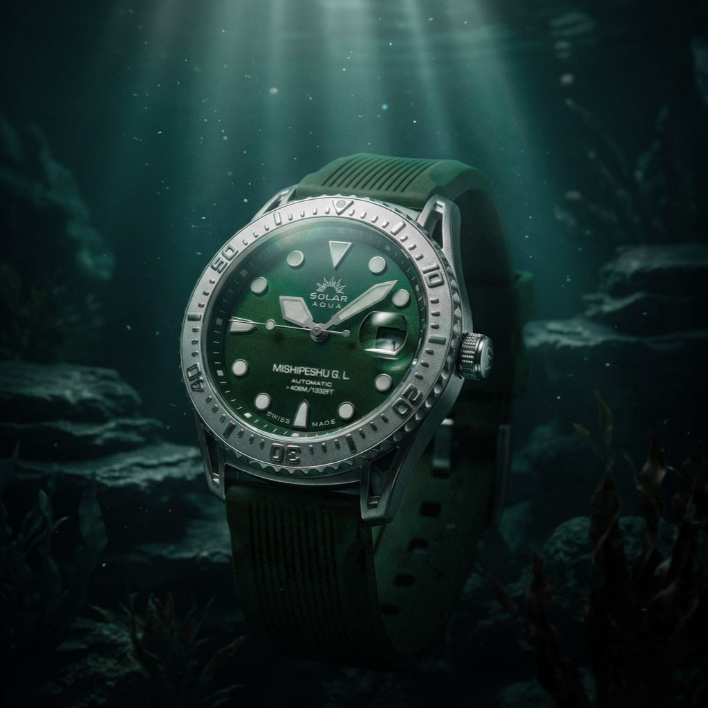 Mishipeshu G.L. Green Modern-Pattern Silicone Strap