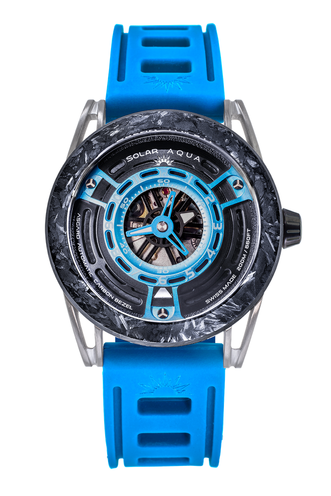 Asgard, SS PVD Black Case, Silicon Band Light Blue Dial