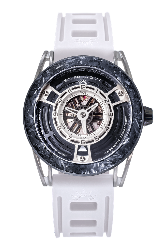 Asgard, SS Black PVD Case, Silicon Band,  White Dial