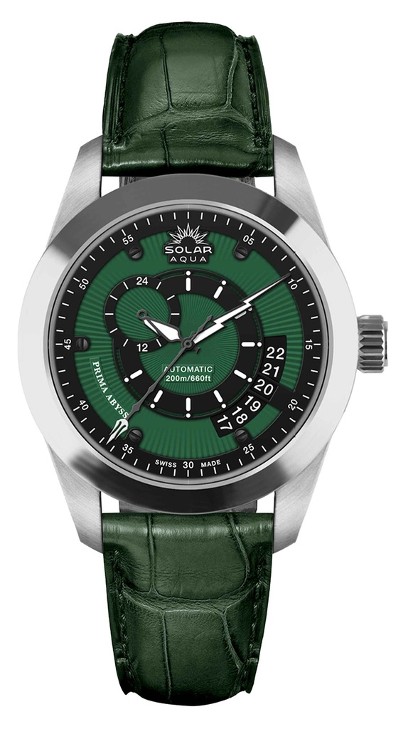 [SA0010.0023] Prima Abyss, SS Case, Leather Straps, Black Military Green Dial